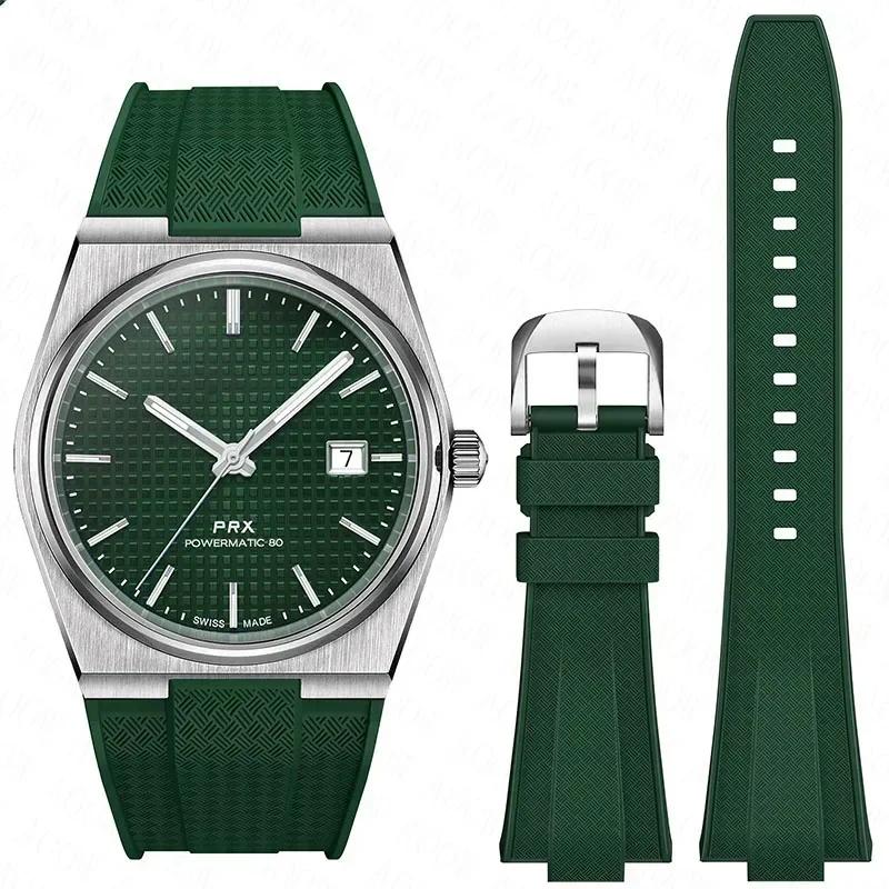 For Tissot PRX T137.407/T137.410 Quick Release Silicone Strap Super Player 40mm Men Convex Rubber Watch Band Bracelet 12mm
