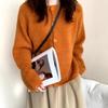 Small Fresh Solid Color Knitted Cardigan for Women's New Spring and Autumn with Loose Lazy Style Round Neck Shoulder Jacket for Women
