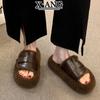 High-end lamb fluffy thick-soled slippers for women to wear autumn and winter new cotton slippers fluffy shoes