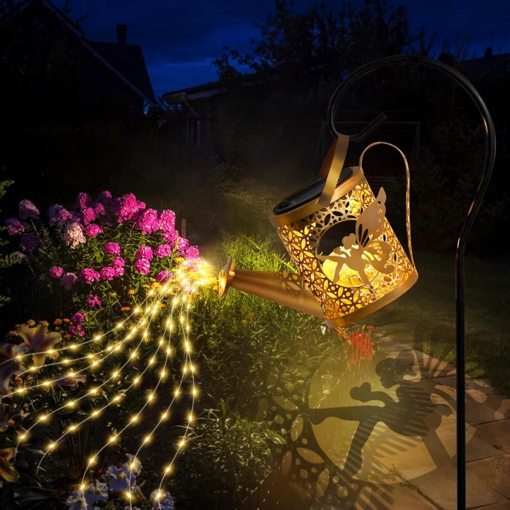 Vintage Metal Outdoor Solar Hanging Kettle Lamp – Waterproof Warm Light, Angel & Fairy Lights for Villa Yard Garden Decoration