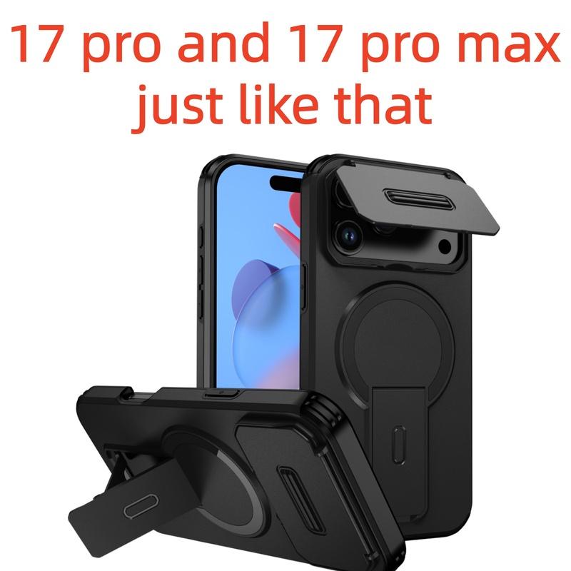 For Magsafe Stand Invisible Hard Case for Iphone 17 Pro Max Air 16 Plus 16e 15 14 12 13 Pro Iphone17 Accessories
