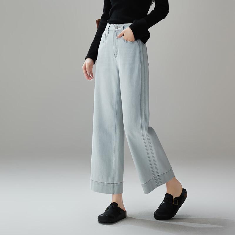 SOFSIL Women's High-Waisted Wide-Leg Cropped Jeans