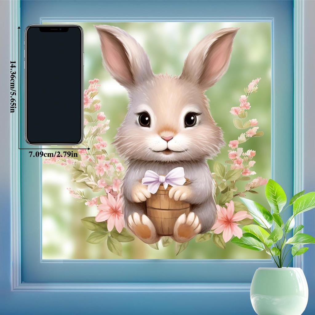 Pastoral Easter Bunny Stickers for Bedroom and Glass Window Decor