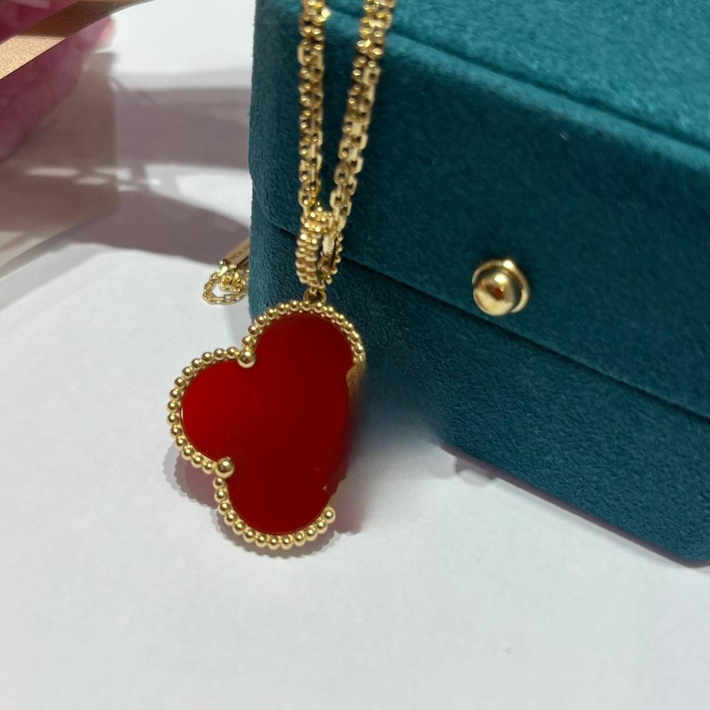 V Gold Four-leaf Clover Plated 18K Gold Necklace with Jewelry Women's High Version White Fritillary Rose Gold Pendant Light Luxury Niche