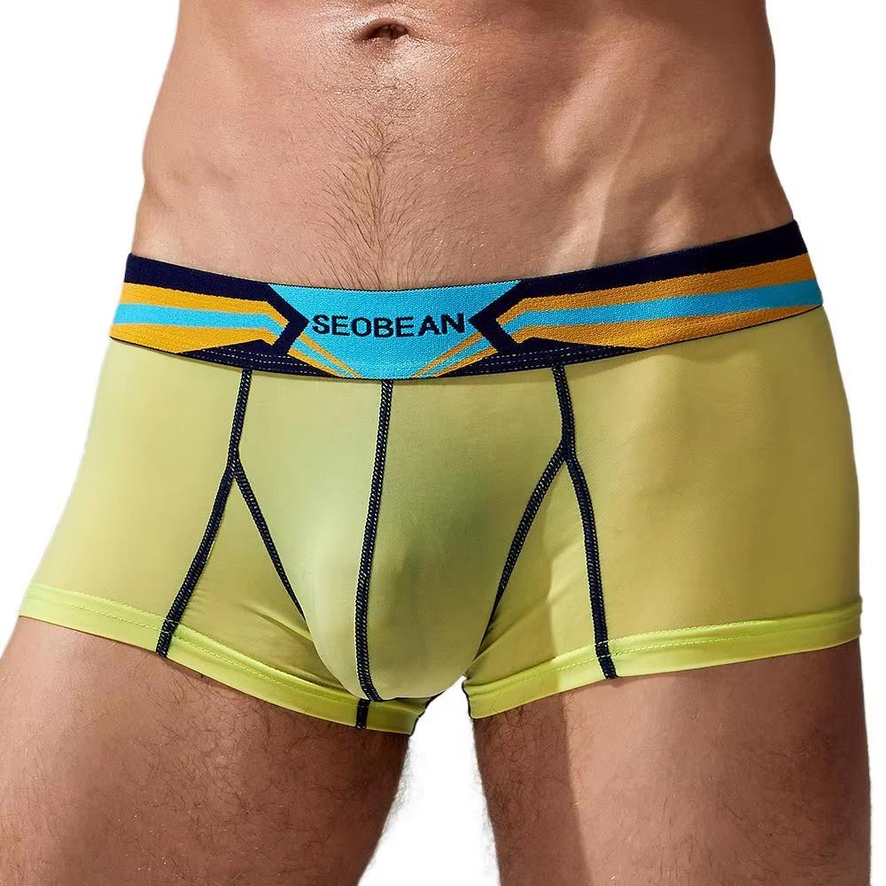 Men's Low Rise Ice Silk Boxer Briefs Quick Dry Athletic Underwear Breathable Sport Trunks for Men