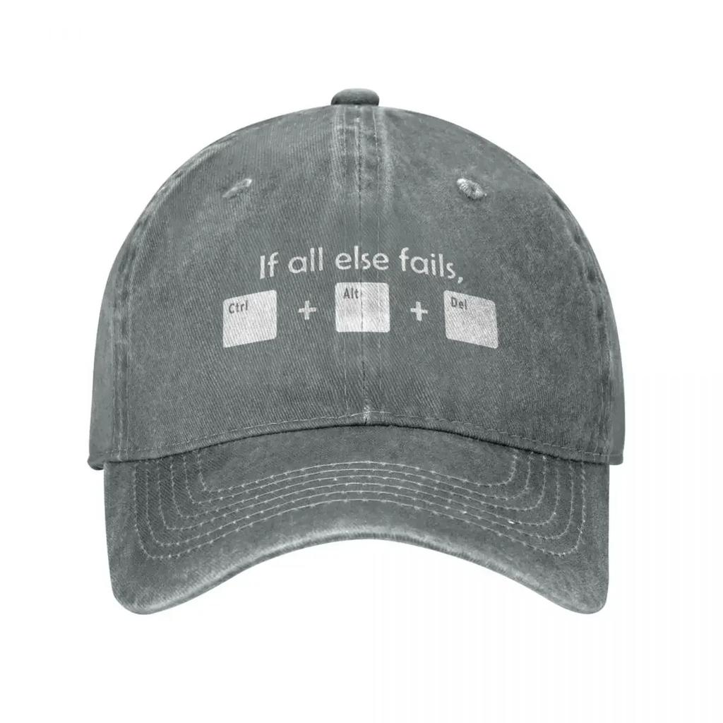 Funny If All Else Fails Ctrl Alt Del Tech Support Unisex Style Baseball Cap Geek Joke Distressed Washed Hat Vintage Snapback Hat
