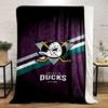 Hockey Mask and Sticks with Purple Background - Flannel Blanket for Bedroom, Living Room, Sofa, and Nap.