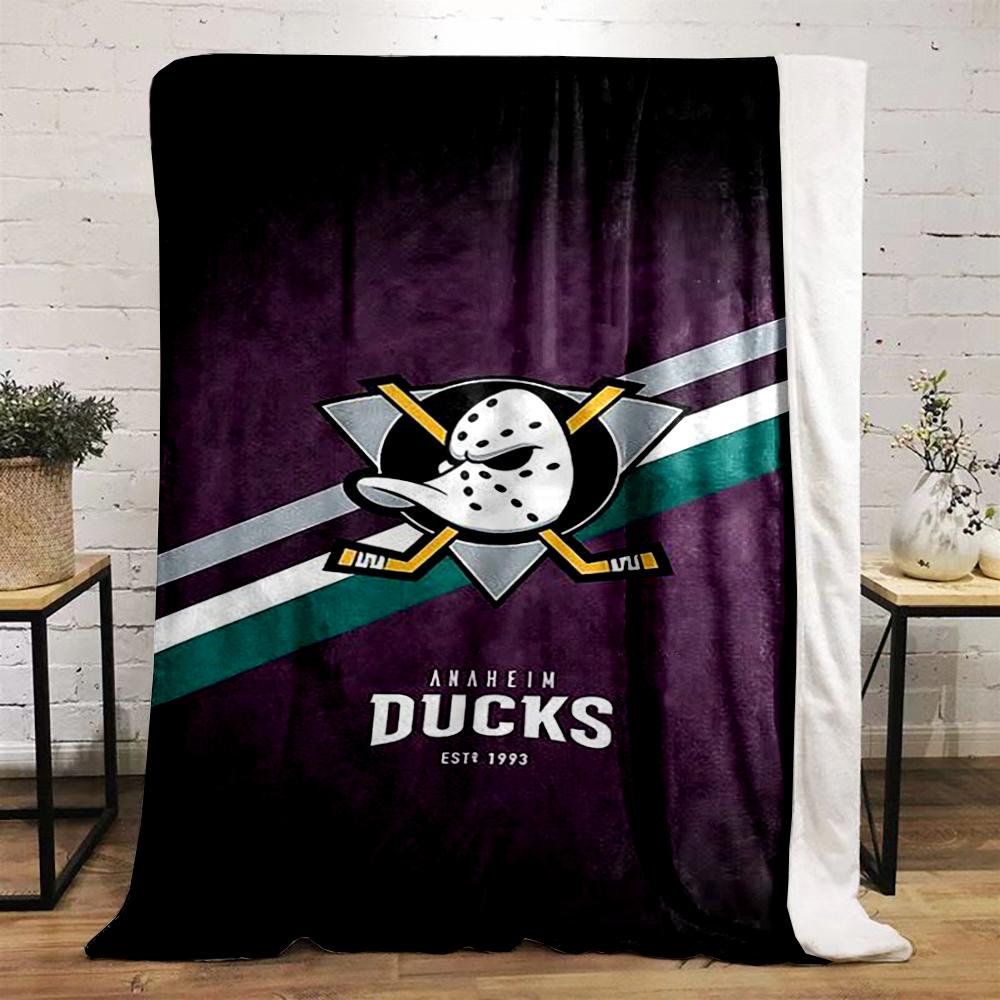 Hockey Mask and Sticks with Purple Background - Flannel Blanket for Bedroom, Living Room, Sofa, and Nap.