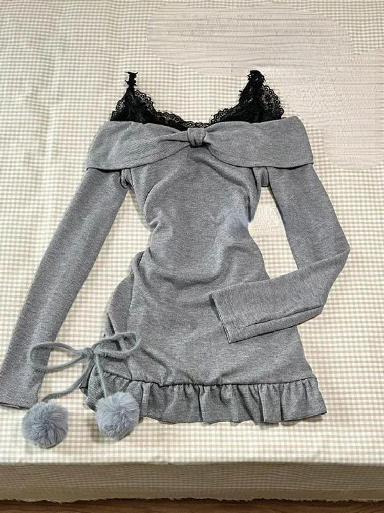 

Эстетичное Элегантное Сексуальное Платье-Камисоль Женское Повседневное Y2k Кроп-Топы+ Кружево Винтажный Шикарный Жилет Женский Осень Корейский Стиль Ретро Наряды M серый