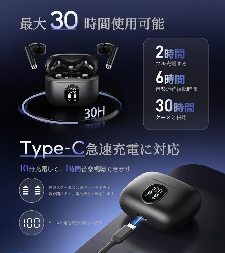 Bluetooth Wireless Earbuds [2025 New Model] ENC Noise Cancelling Bluetooth 5.3 Automatic Pairing with Mic, In-Ear Type, Separate Left and Right
