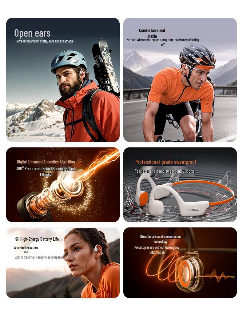 X7s Bone Conduction Bluetooth Headphones with Long Battery Life - Wireless, In-Ear Design for Music