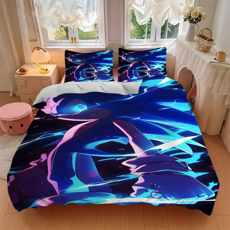 3pcs Sonic the Hedgehog Home Bedding Set-Universal Three-Piece Suit for Bedroom, Guest Room, Living Room, Hotel-Perfect Gift for Fans, Trave
