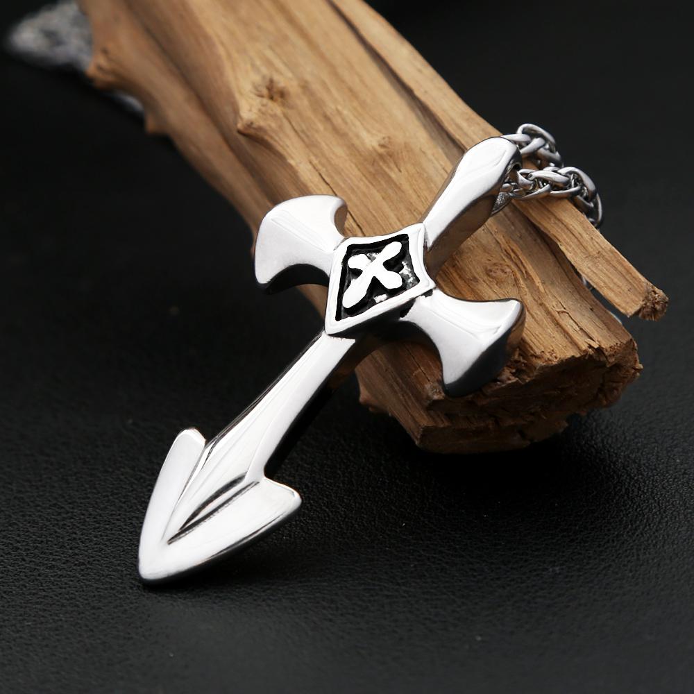 Vintage Punk Hip Hop Templar Knight Cross Pendant Necklaces For Men Women 316L Stainless Steel  Party Jewerly
