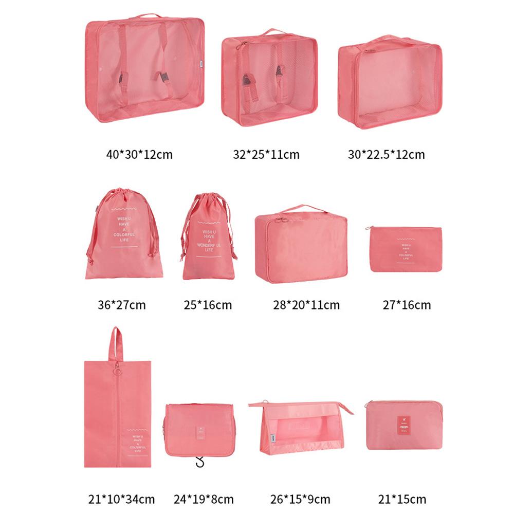 

10Pcs/Set Travel Essentials Clothes Shoes Storage Bags Oxford Cloth Luggage Organizers Pink