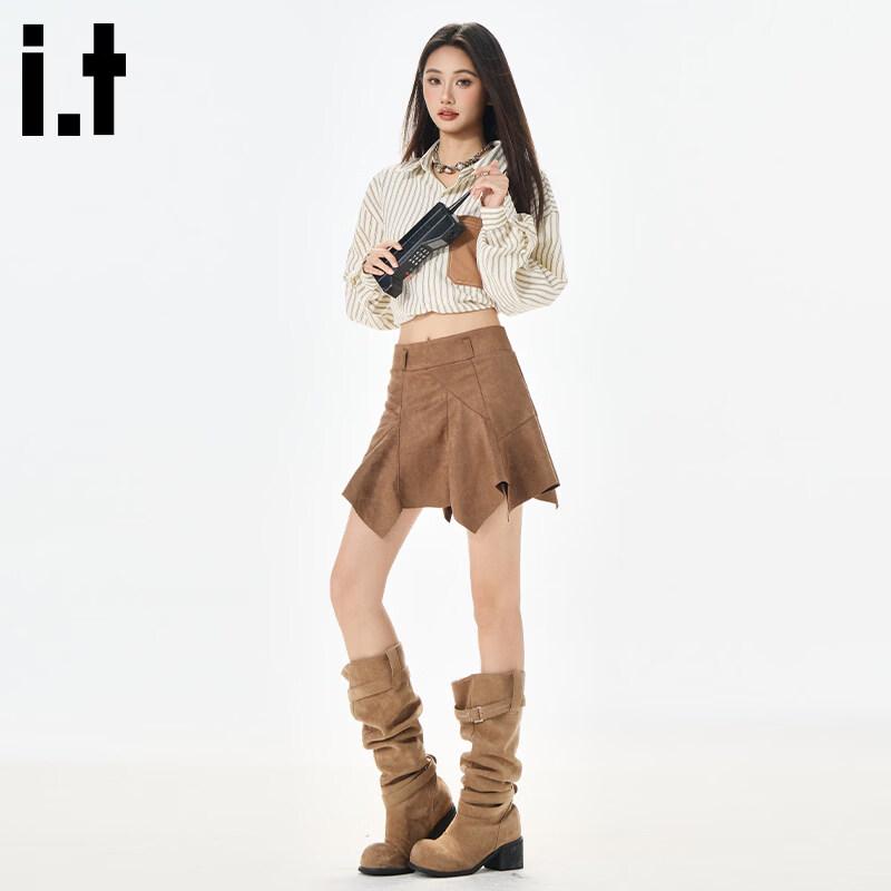 :CHOCOOLATE It American Retro High-Waisted Asymmetric Short Skirt
