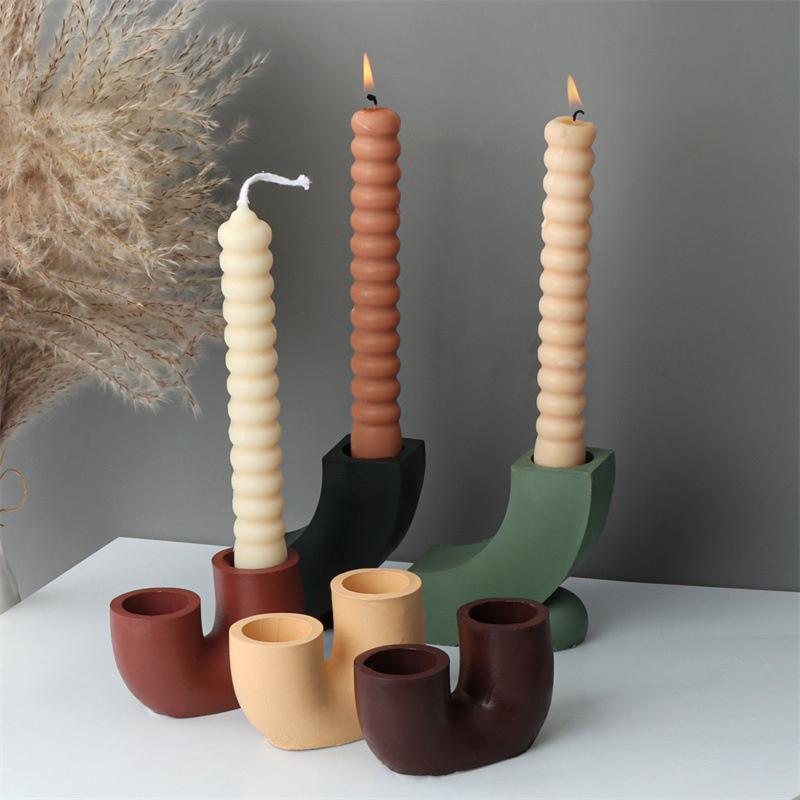 U-Shaped Candle Holder Silicone Mold DIY Aromatherapy Candlestick Plaster Resin Drip Mould Home Creative Decorative Ornament