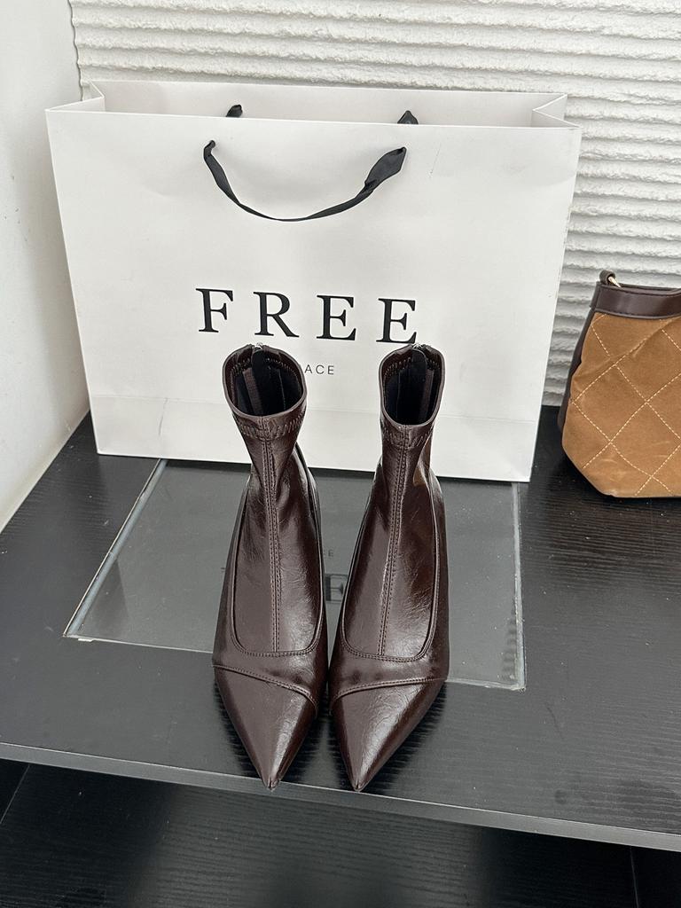 European and American style, thin pointed temperament, versatile high-heeled short boots