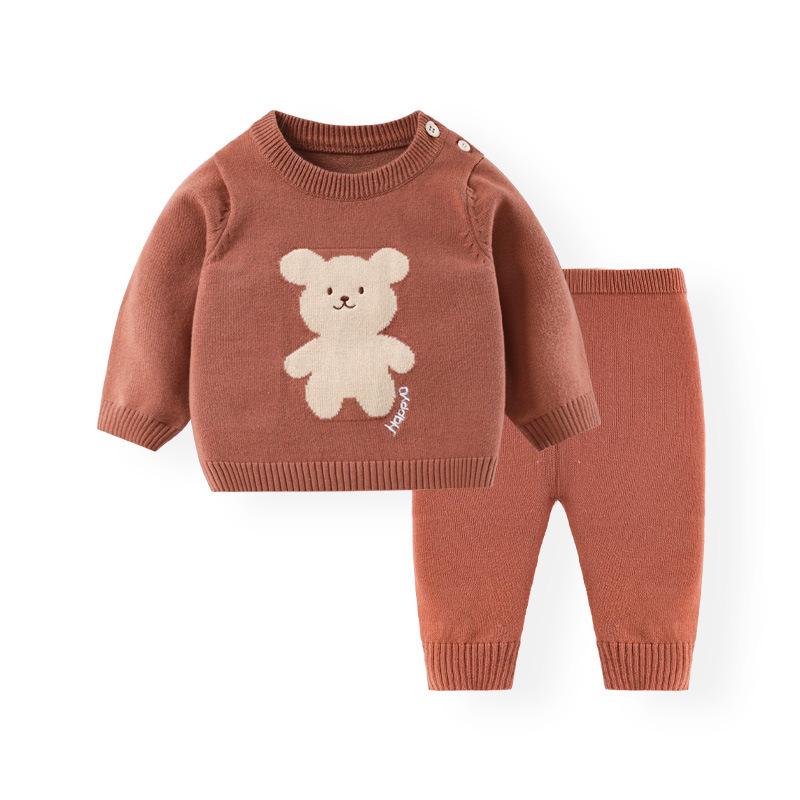 Autumn/Winter Cartoon Pullover Sweater Set for Toddlers