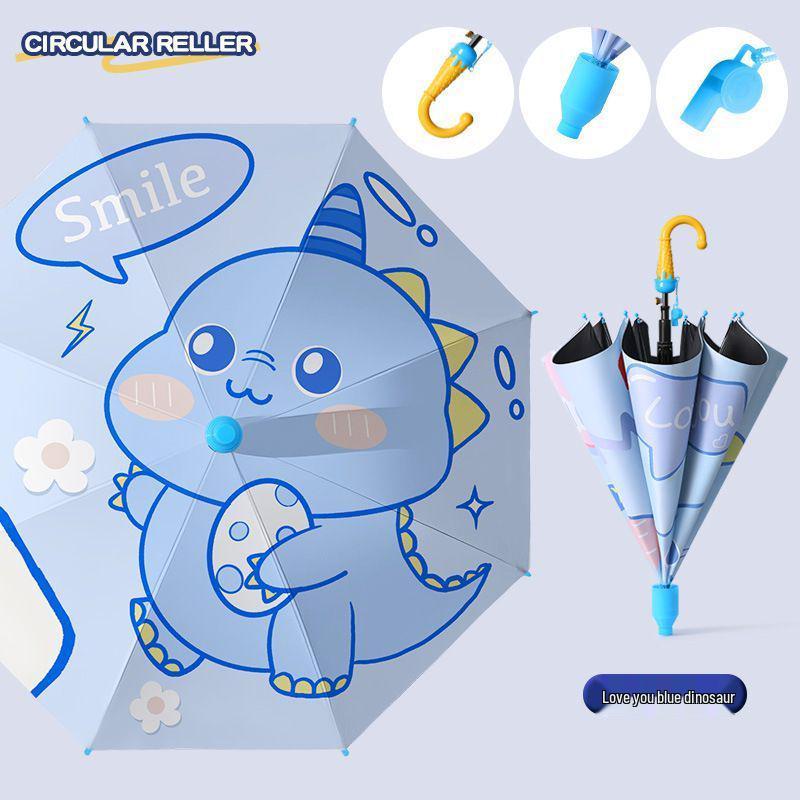 Kids' Cute Cartoon Umbrella - Rounded Corners, Dual-Use for Sun & Rain, Super Light Long Handle.