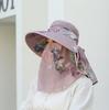 Hat Women'S Summer Thin Outdoor Sun Hat Mouth Mask Anti-Ultraviolet Work Sun Hat Cover Face Tea Picking Sun Hat