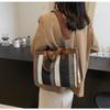 Canvas Bag Women's Large-capacity New Contrasting Color Shoulder Messenger Bag Class Bag Commuter Tote Bag