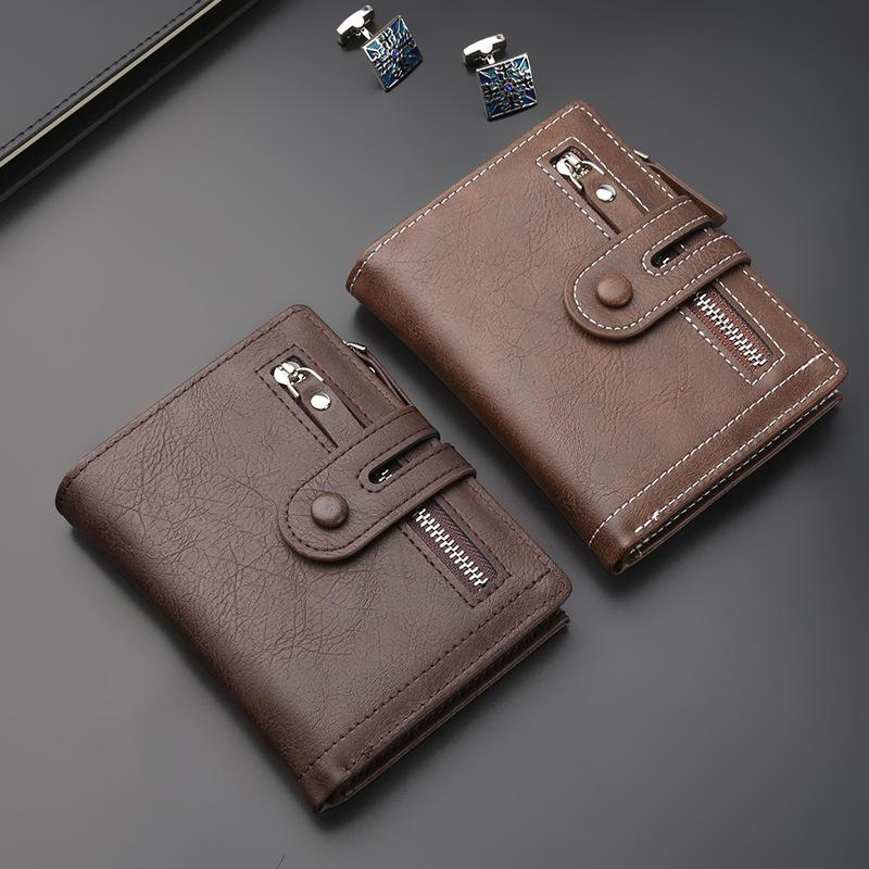 Men's Wallet Business Simple PU Leather Short Wallet With Multiple Card Slots Large Capacity Card Bag Coin Purse
