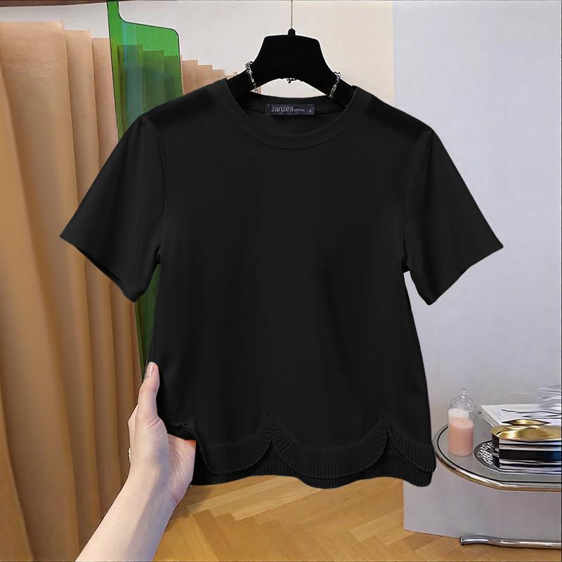 

ZANZEA Women Casual Round Neck Splice Summer Short Sleeve T-Shirts S