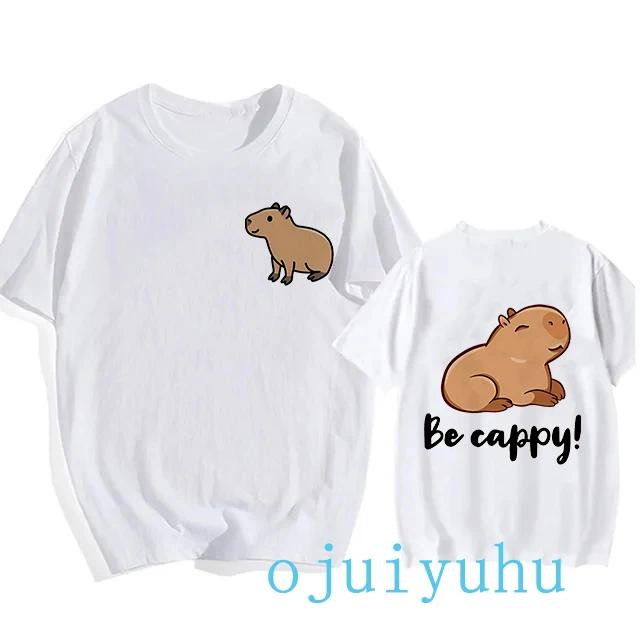 Fashion Capybara T Shirt Men/women EU Szie T-shirt Funny Capibara Harajuku Tees Tops Cartoon Mange Y2k 90s Grunge Tshirt Clothes