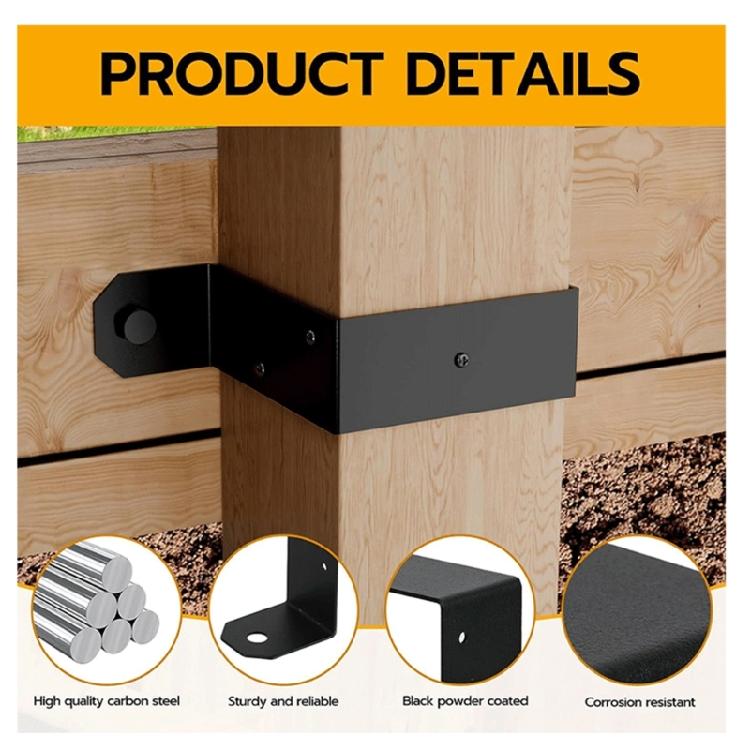 4Pcs 4x4inch Wood Post Beam Brackets Post Support Ties For Deck And Fence Construction With Durability and Secure Fixed