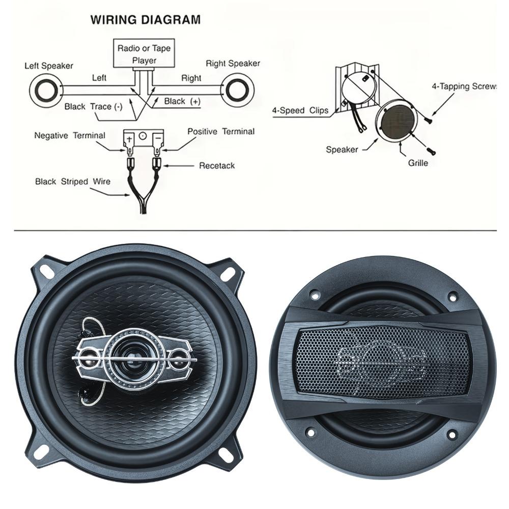 2x95W 5 Inch Total 4-Way HiFi Coaxial Speaker With Dust Cover And Audio Cable Car Door Auto Audio Music Stereo Full Range