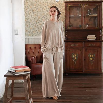 Peulaudeumali Pm_Quiet Luxury Knit Top And Pants Set_Biege