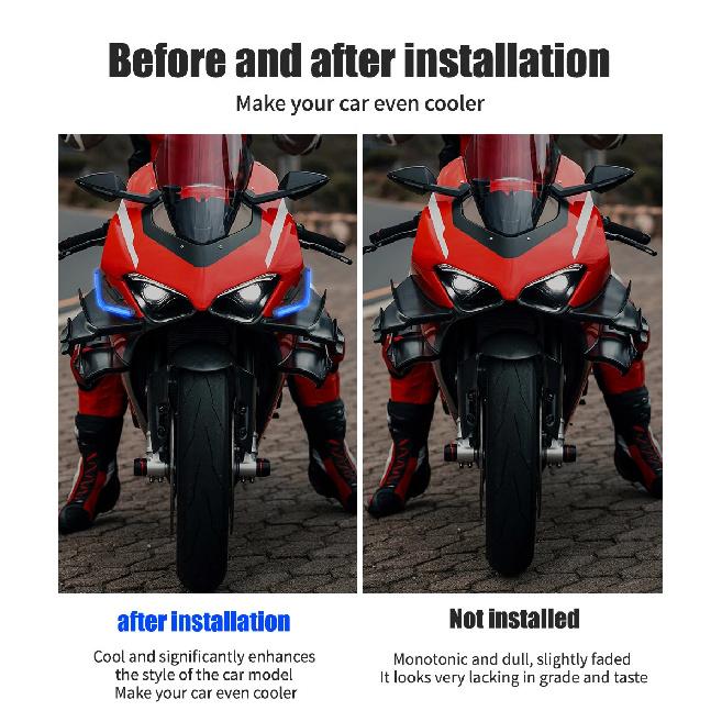 1 pair Motorcycle Front Side Wing LED Light Kit Aerodynamic Wing Lights Universal Spoiler Lamp Motorcycle Decorative Accessories