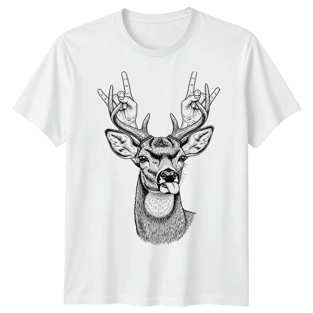Deer Rock Hands Wildlife Animals Mens 100% Cotton T-shirt Mens Tees Top Womens Tee Graphic Unisex Tee