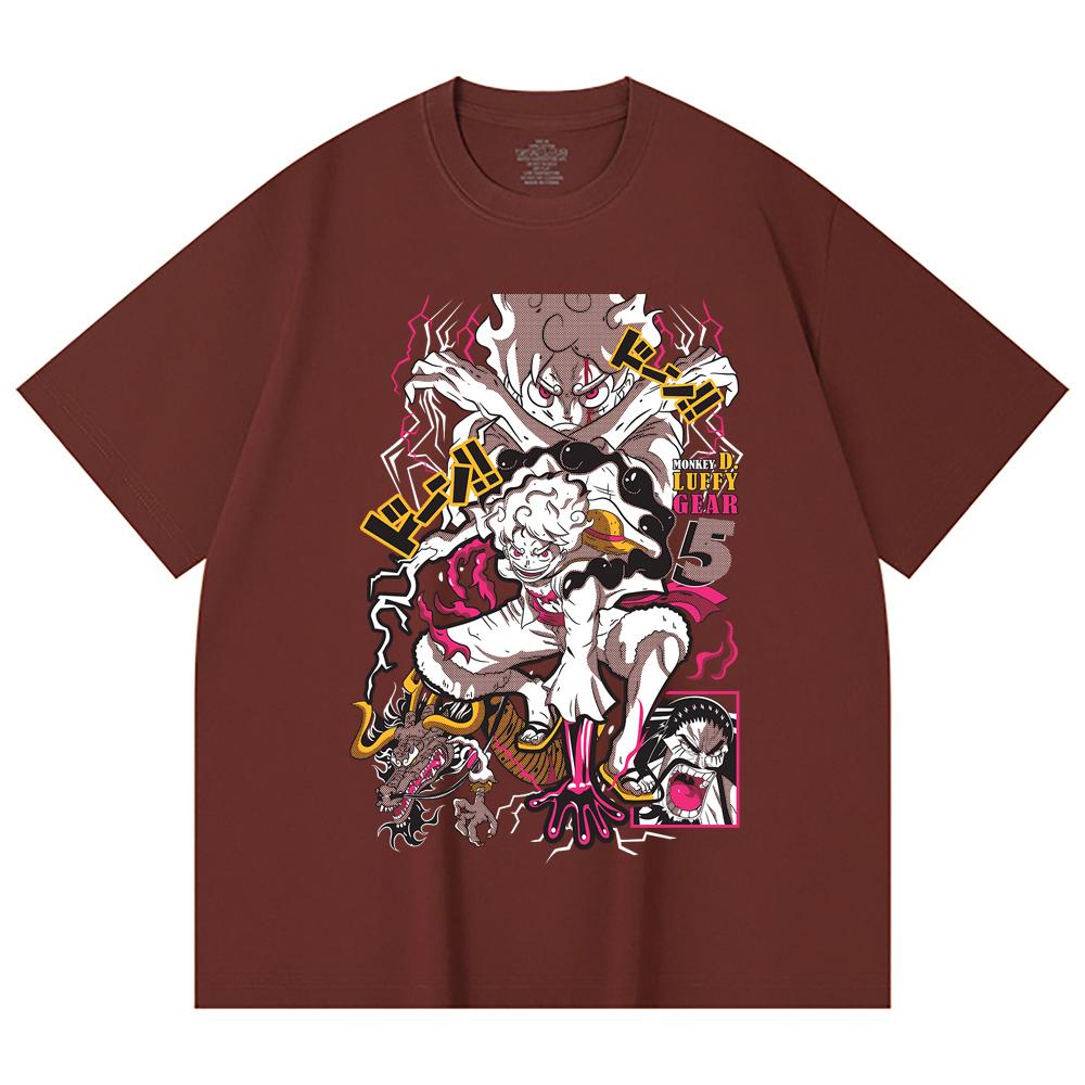 230 Gsm 100% Cotton One Piece V23 Luffy Gear Print Unisex Heavy Cotton T Shirt