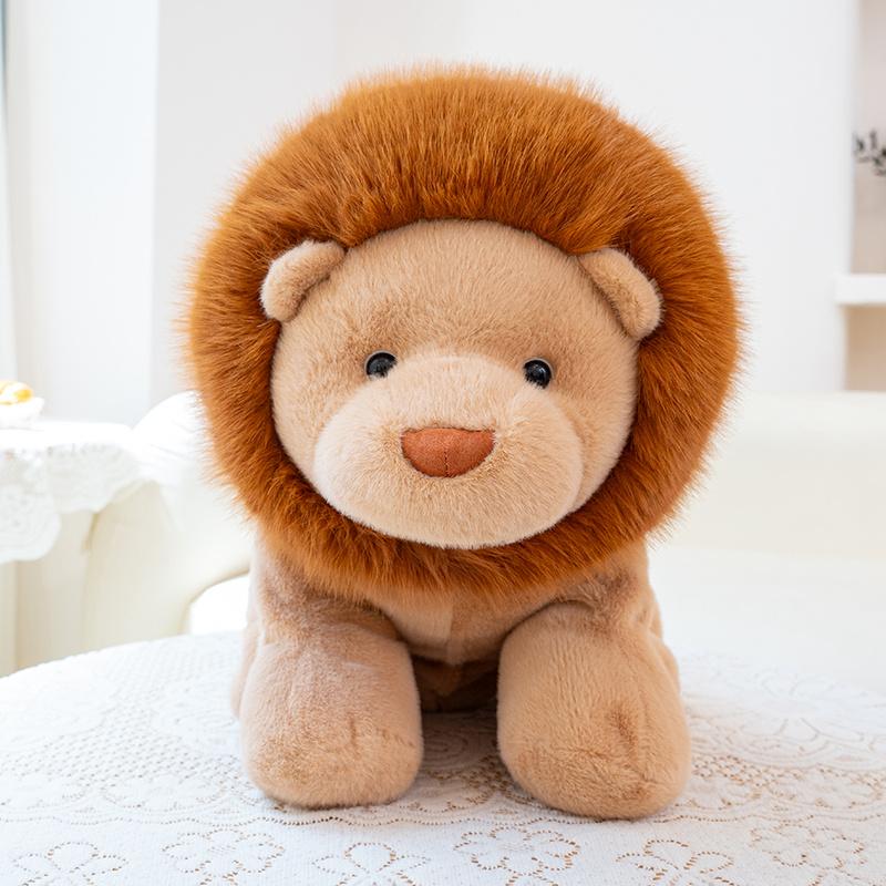 Cute Cartoon Lion Plush Toy Lifelike Downy Male Stuffed Doll Baby Sleeping Pillow Kids Birthday Gift for Boys
