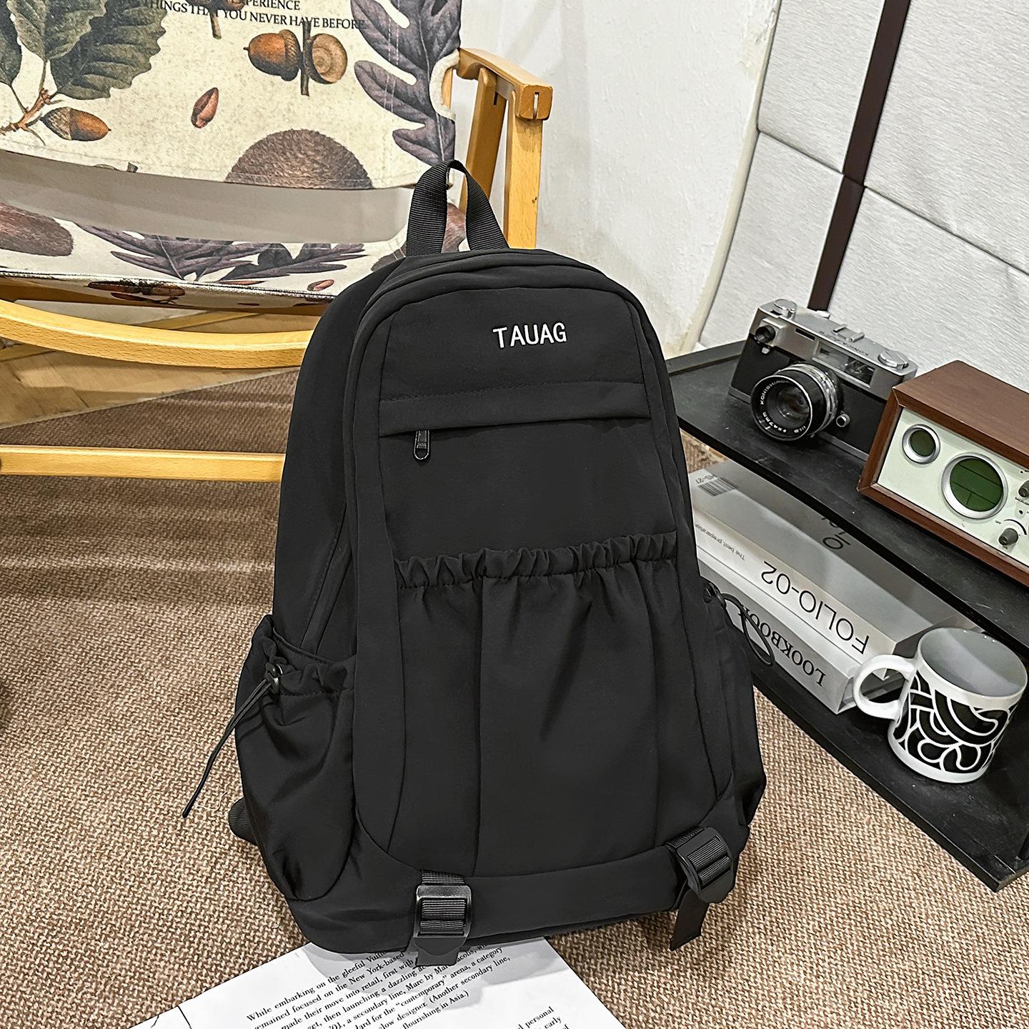 Casual College Style Student Color-Block Nyl Backpack for Women2026New stylish travel backpack чёрный