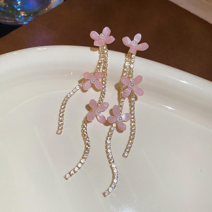 Silver Needle Pink Butterfly Zircon Cutout Stud Earrings - High-End Luxury Fashion Jewelry