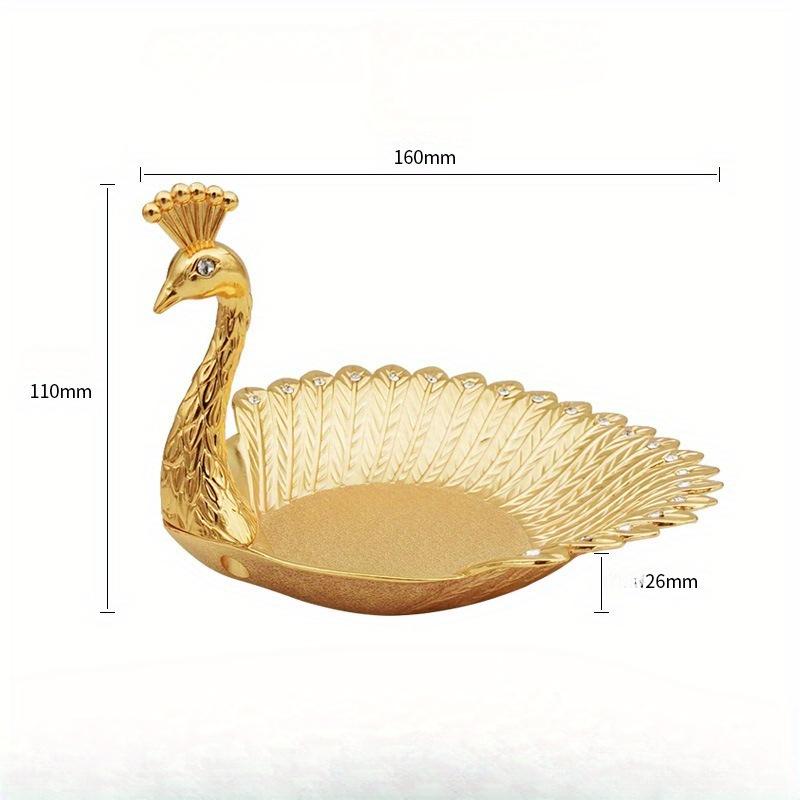 Metal Creative Peacock Plate Nut Fruit Plate Candy Snack Storage Snack Plate Home Living Room Dried Fruit Plate Decoration
