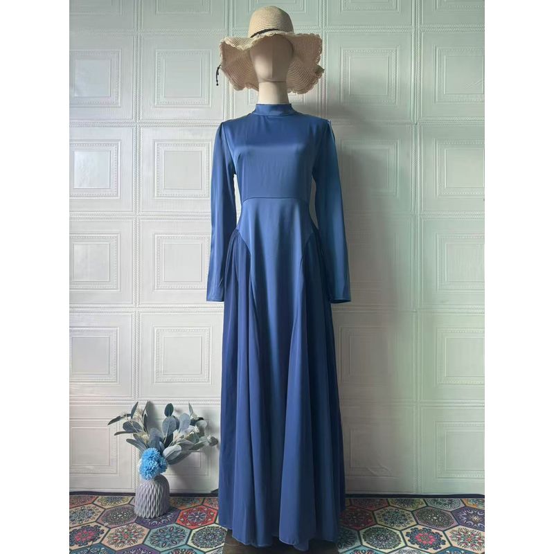 

Fashion Wind New Arrival Stylish Temperament Long Sleeves Dress Shoelace Cinched Slimming Long Dress Sexy Long Dress Dark Blue XXL