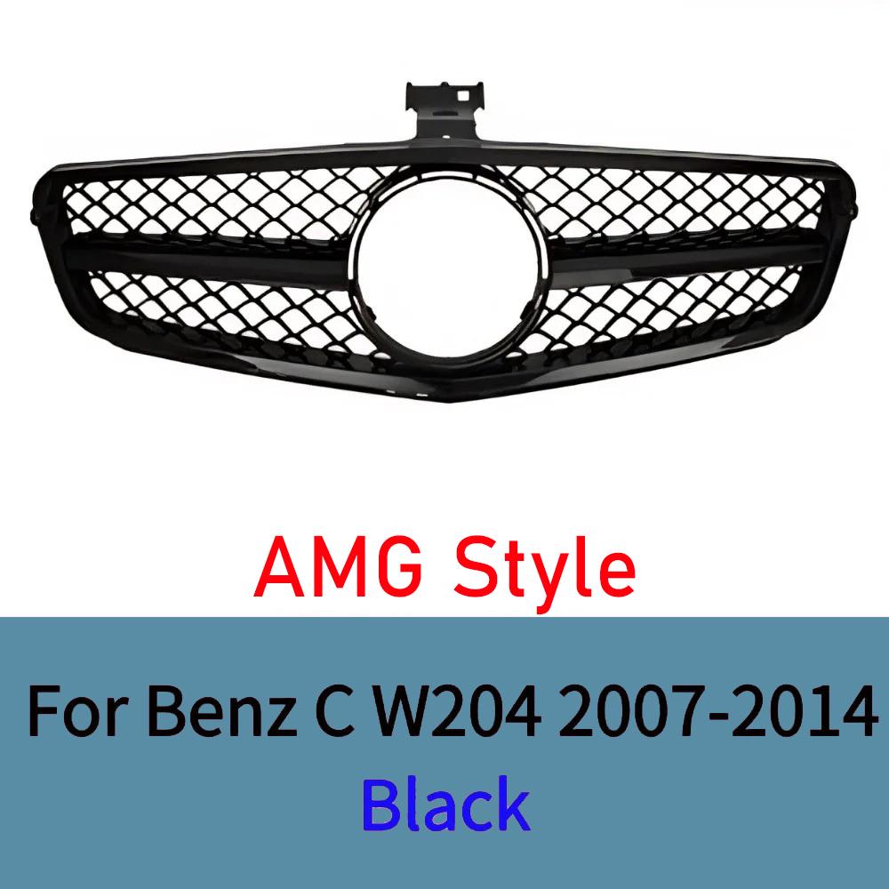 Für Mercedes C-Klasse W204 C43 2007-2014 Frontstoßstangengitter Mesh Glanzschwarz ABS Ersatz Sportliches Upgrade Tuning Zubehör