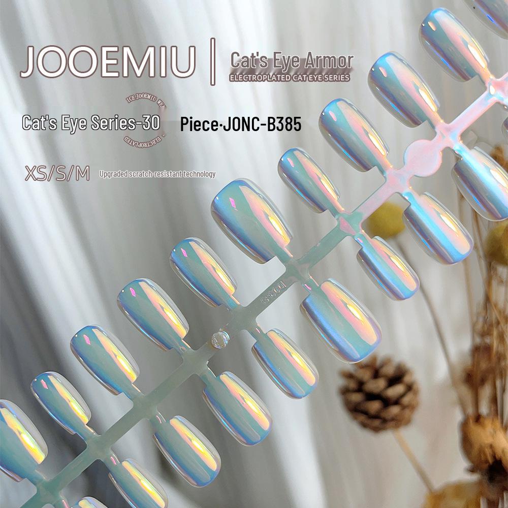 

Milky White Hailey Electroplated Cat Eye Manicure Nail Tips Set - 30 Pieces