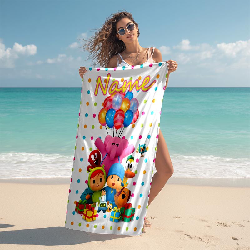 Personalized customized proof beach towel with Pocoyo pattern - soft, absorbent,quick-drying,perfect swimming,camping&bathing