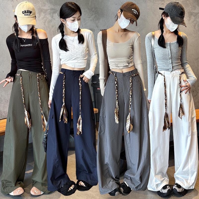 American Style Wide-Leg Woven Belt Pants: Women's 2026 Spring/Summer Casual Workwear