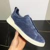 Men's Black Leather Slip-On Summer Sneakers - Lightweight, Breathable, Flat-Soled, Casual Round Toe