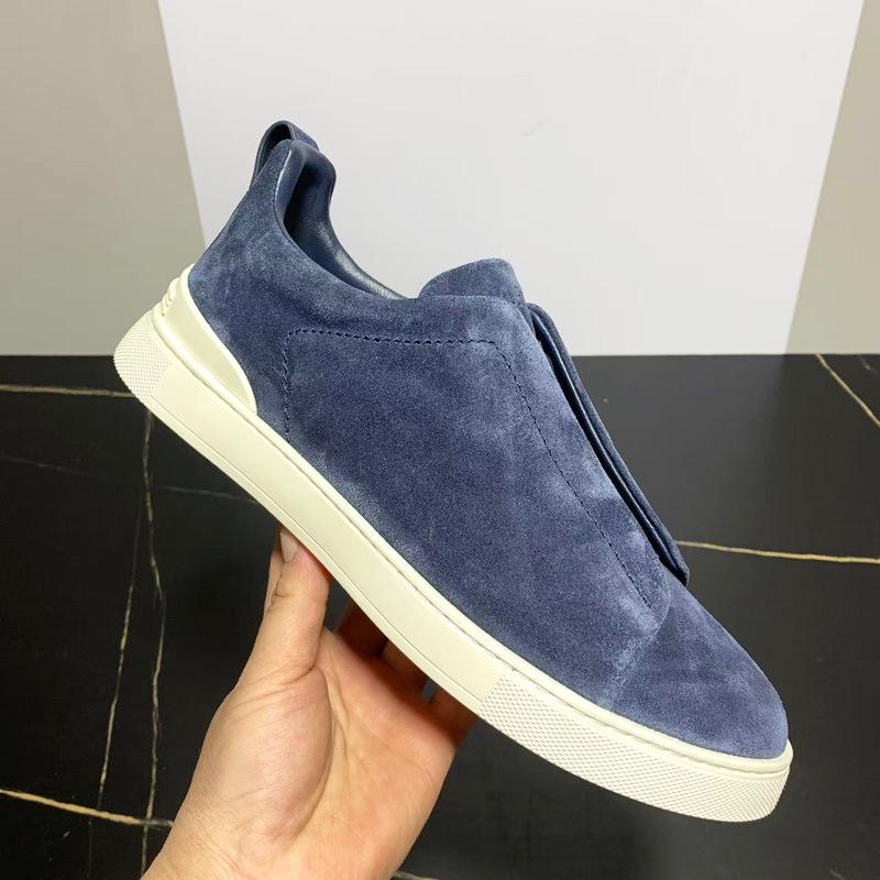 Men's Black Leather Slip-On Summer Sneakers - Lightweight, Breathable, Flat-Soled, Casual Round Toe
