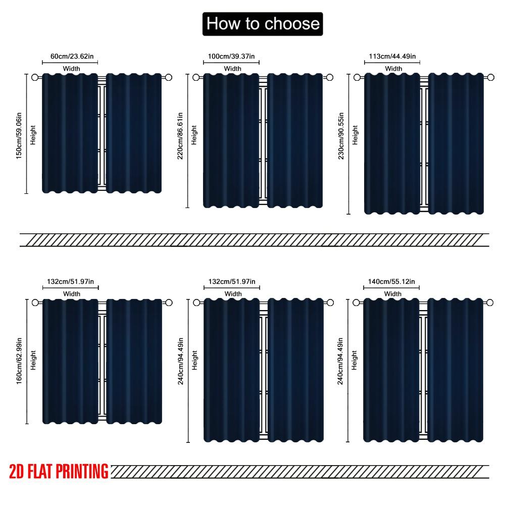 2D Flat Printing 2pcs Curtain Blue 2 Versatile Durable Polyester Without Electricity Party Decorations for Po Booths