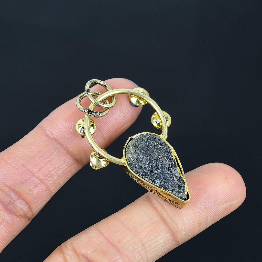 Neonblauer Apatit Edelstein Anhänger Kupfer Elektrogeformter Schmuck, Handgefertigter Antiker Anhänger Schmuck, Geschenk für Mutter