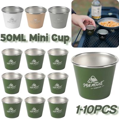 Filiżanka do kawy 50ML Mini kufel ze stali nierdzewnej podróżny kubek do piwa metalowy kubek do herbaty do układania w stosy na zewnątrz kubki do picia akcesoria barowe