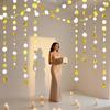 Glitter White and Gold Circle Dots Paper Garland White Gold Circle Dot Streamer 40 Feet Polka Dot Hanging Bunting Banner Backdrop for Birthday