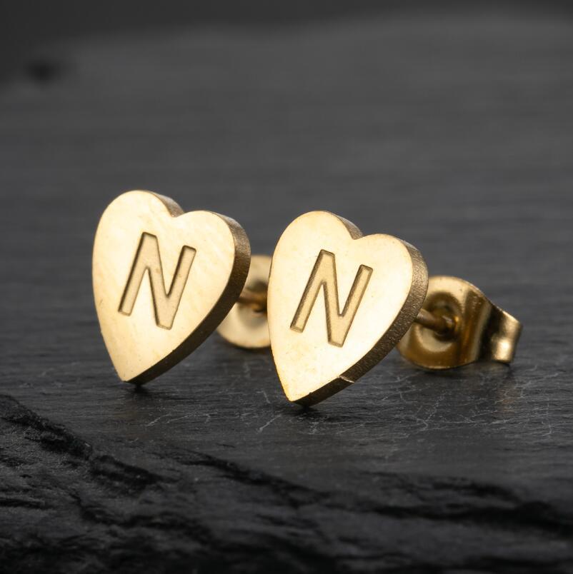 2025 Women's Retro Stainless Steel Alphabet Stud Earrings: Geometric & Simple Design